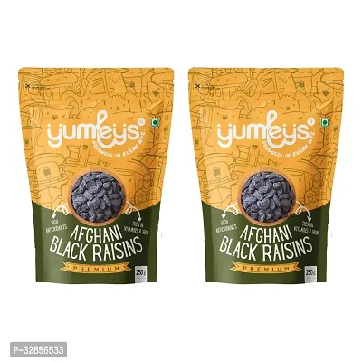 Yumleys Premium 100% Natural Afghani Black Raisins - Plump and Juicy, 500g (2 x 250g)-thumb0