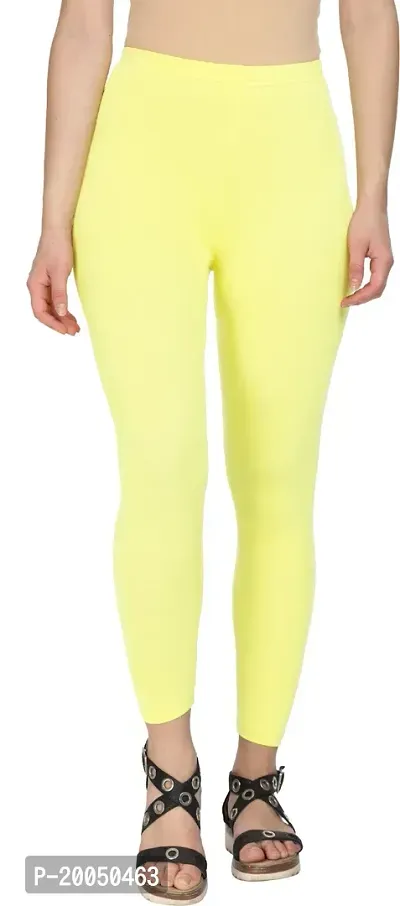 Fabulous Yellow Cotton Blend Solid Leggings For Women Pack Of 1