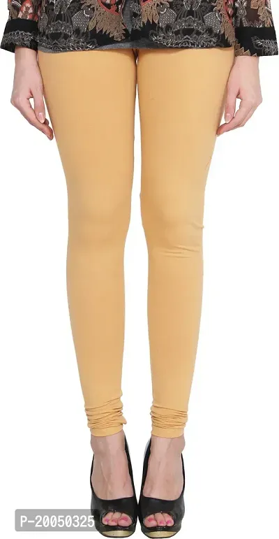 Fabulous Golden Lycra Solid Leggings For Women Pack Of 1
