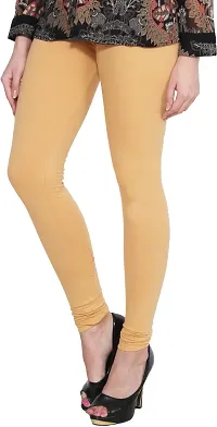 Fabulous Golden Lycra Solid Leggings For Women Pack Of 1-thumb1