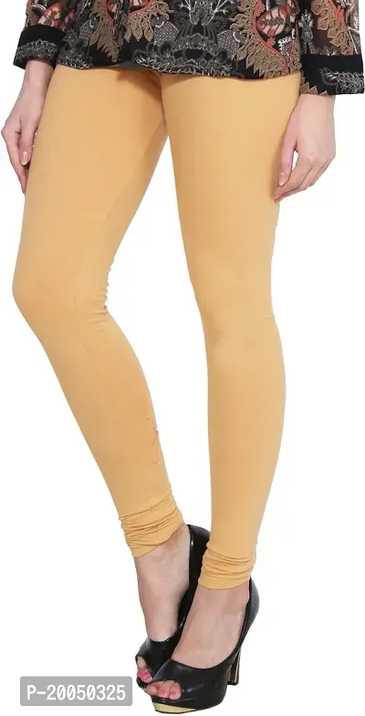 Fabulous Golden Lycra Solid Leggings For Women Pack Of 1-thumb2