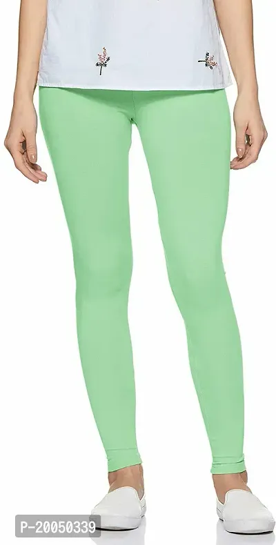 Fabulous Green Cotton Blend Solid Leggings For Women Pack Of 1