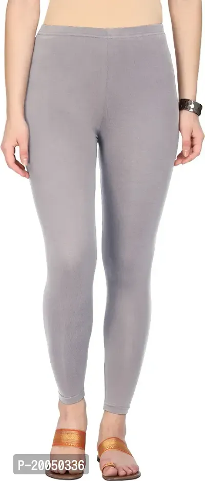 Fabulous Grey Cotton Blend Solid Leggings For Women Pack Of 1
