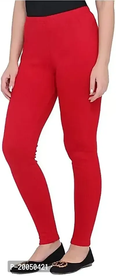 Fabulous Red Cotton Blend Solid Leggings For Women Pack Of 1