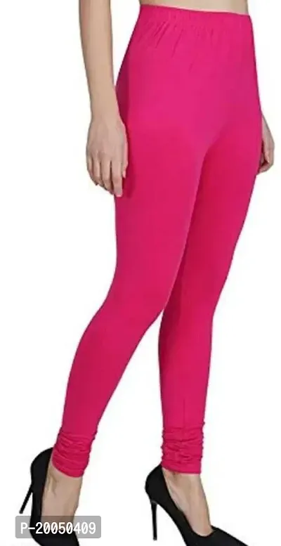 Fabulous Pink Cotton Blend Solid Leggings For Women Pack Of 1