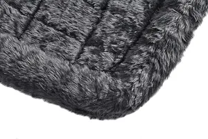 Wool Faux Fur Fabric Color BLACK Dog and Cat Bed Plush length of 1cm,super warm Ultra Soft Ethnic Designer Comfortable Bed for  All Types Breeds Dog and Cat Beds (Export Qu-thumb2