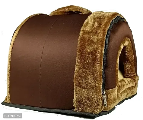 Igloo Dog House, Portable Cat Igloo Bed with Removable Cushion, 2 in 1 Washable Cozy Dog Igloo Bed Cat Cave, Foldable Non-Slip Warm for Pets Puppy Kitten Rabbit-thumb2