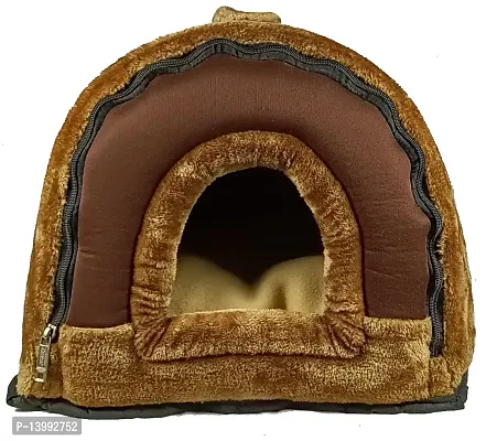 Igloo Dog House, Portable Cat Igloo Bed with Removable Cushion, 2 in 1 Washable Cozy Dog Igloo Bed Cat Cave, Foldable Non-Slip Warm for Pets Puppy Kitten Rabbit-thumb3