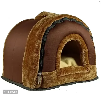 Igloo Dog House, Portable Cat Igloo Bed with Removable Cushion, 2 in 1 Washable Cozy Dog Igloo Bed Cat Cave, Foldable Non-Slip Warm for Pets Puppy Kitten Rabbit-thumb4