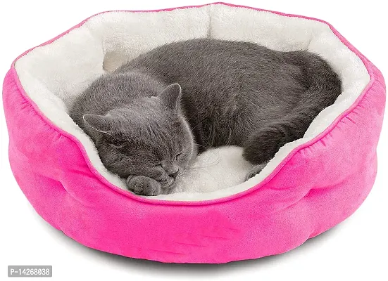 Petsco91 Store High Quality Wool Faux Fur Fabric Color Pink Creem Sizes SMALL 60times;60times;25 cm for Newborn 1-month Dog and Cat Bed Super Warm Ultra Soft Ethnic Designer Comfortable Bed for All Types Breeds-thumb0