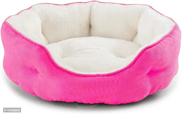 Petsco91 Store High Quality Wool Faux Fur Fabric Color Pink Creem Sizes SMALL 60times;60times;25 cm for Newborn 1-month Dog and Cat Bed Super Warm Ultra Soft Ethnic Designer Comfortable Bed for All Types Breeds-thumb2