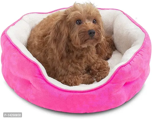 Petsco91 Store High Quality Wool Faux Fur Fabric Color Pink Creem Sizes SMALL 60times;60times;25 cm for Newborn 1-month Dog and Cat Bed Super Warm Ultra Soft Ethnic Designer Comfortable Bed for All Types Breeds-thumb5
