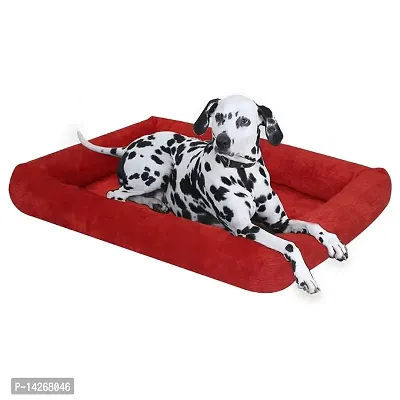 Petsco91 Store High quality Wool Faux Fur Fabric Color Red Dog and Cat Bed Plush length of 1cm,super warm Ultra Soft Ethnic Designer Comfortable Bed for All Types Breeds Dog and Cat Beds (Export Quali