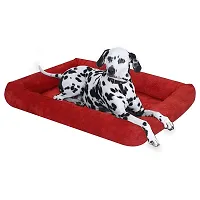 Petsco91 Store High quality Wool Faux Fur Fabric Color Red Dog and Cat Bed Plush length of 1cm,super warm Ultra Soft Ethnic Designer Comfortable Bed for All Types Breeds Dog and Cat Beds (Export Quali-thumb1