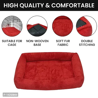 Petsco91 Store High quality Wool Faux Fur Fabric Color Red Dog and Cat Bed Plush length of 1cm,super warm Ultra Soft Ethnic Designer Comfortable Bed for All Types Breeds Dog and Cat Beds (Export Quali-thumb3