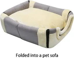 Self-Warming 2-in-1 Foldable Cave House Shape Nest Pet Sleeping Bed for Cats and Small Dogs, Baby Gray-thumb2