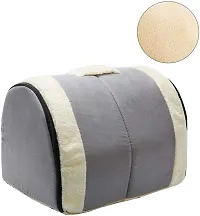 Self-Warming 2-in-1 Foldable Cave House Shape Nest Pet Sleeping Bed for Cats and Small Dogs, Baby Gray-thumb1