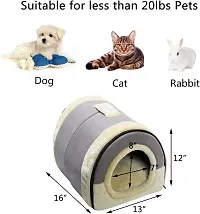 Self-Warming 2-in-1 Foldable Cave House Shape Nest Pet Sleeping Bed for Cats and Small Dogs, Baby Gray-thumb4