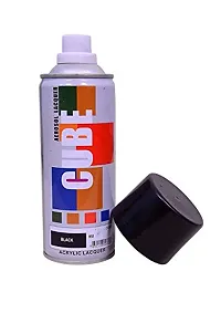 Cube Aerosol Spray Paint Can 400ml Multipurpose (BLACK)-thumb3