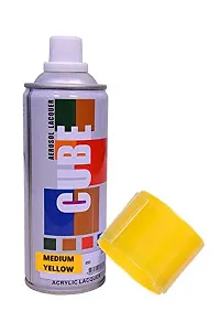 Cube Aerosol Spray Paint Can 400ml Multipurpose (MEDIUM YEELOW)-thumb1