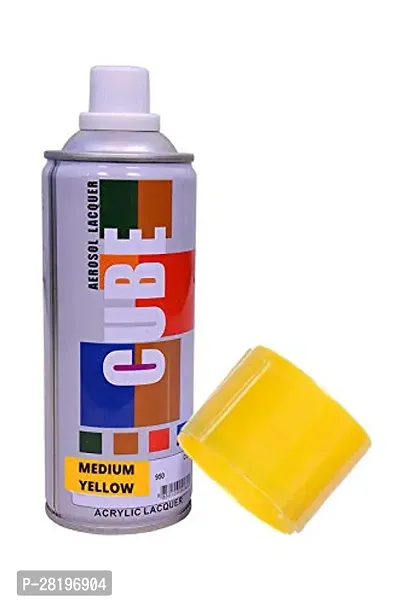 Cube Aerosol Spray Paint Can 400ml Multipurpose (MEDIUM YEELOW)-thumb2