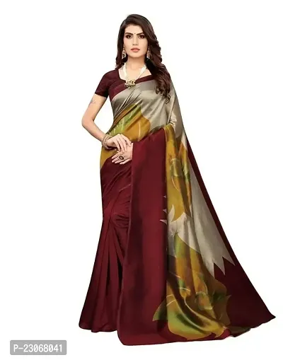 Deha Maroon Coloured Poly Silk Printed Casual saree