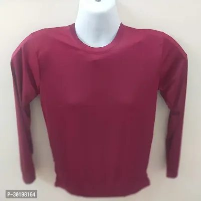 Stylish Maroon Cotton Solid Long Sleeves T-Shirt For Men