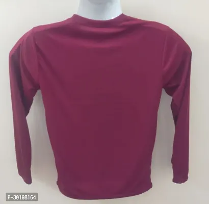 Stylish Maroon Cotton Solid Long Sleeves T-Shirt For Men-thumb3