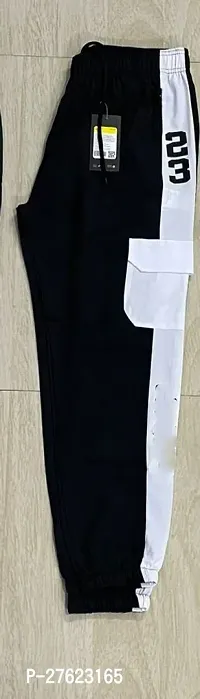 Stylish Black Cotton Blend Solid Regular Track Pants For Men-thumb0