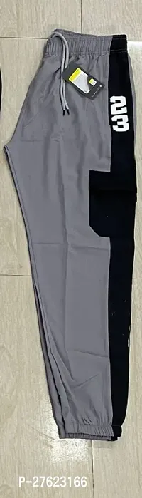Stylish Grey Cotton Blend Solid Regular Track Pants For Men