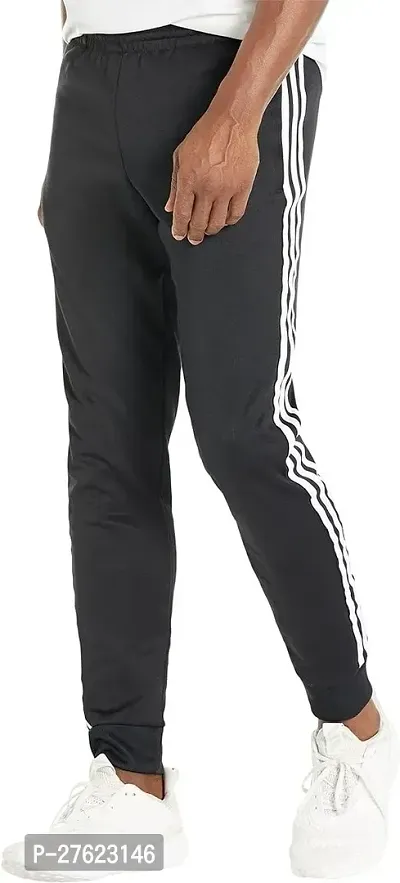 Stylish Black Cotton Blend Solid Regular Track Pants For Men-thumb0