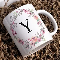 Half Engineer Creative Colorful Floral Letter Alphabet Y White Ceramic Mug - 300 ml|Ceramic Coffee|Coffee Mug-thumb2