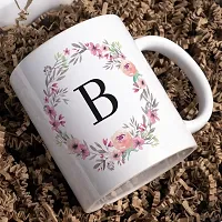 Half Engineer Creative Colorful Floral Letter Alphabet B White Ceramic Mug - 300 ml|Ceramic Coffee|Coffee Mug-thumb2