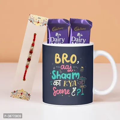 Beautiful Printed Coffee Mug with Rudraksha Rakhi, Chocolates Gift For Rakshabandhan-thumb0