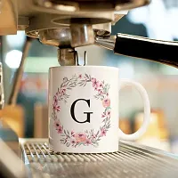 Half Engineer Creative Colorful Floral Letter Alphabet G White Ceramic Mug - 300 ml|Ceramic Coffee|Coffee Mug-thumb1