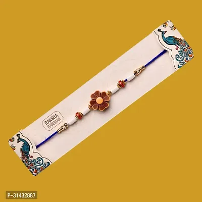 Half Engineer Flower Rakhi with Small Celebration Chocolate For Rakshabandhan Gift with Roli Chawal For Bhai Brother Bro Rakhi with Chocolate Combo-thumb2