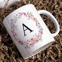 Half Engineer Creative Colorful Floral Letter Alphabet A White Ceramic Mug - 300 ml|Ceramic Coffee|Coffee Mug-thumb2