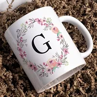 Half Engineer Creative Colorful Floral Letter Alphabet G White Ceramic Mug - 300 ml|Ceramic Coffee|Coffee Mug-thumb2