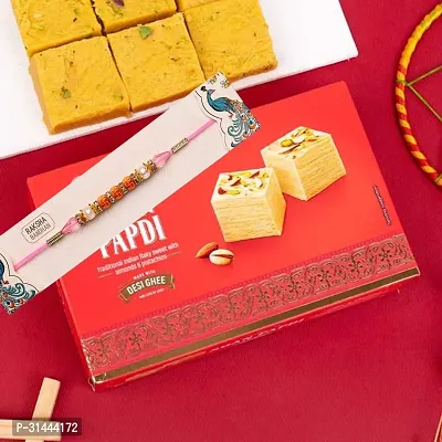 Half Engineer Swastik Rakhi with Soanpapdi 250gm For Rakshabandhan Gift For Bhai Brother Bro Rakhi with Sweets Combo-thumb0