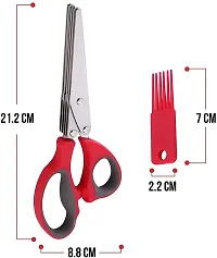 NEYU Multi-Functional Stainless Steel Kitchen Knives 5 blade scissor Cut Herb Spices Cooking Tools Vegetable Cutter with Cleaning Brush (Standard, Colour May Very)-thumb1