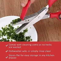 NEYU Multi-Functional Stainless Steel Kitchen Knives 5 blade scissor Cut Herb Spices Cooking Tools Vegetable Cutter with Cleaning Brush (Standard, Colour May Very)-thumb4