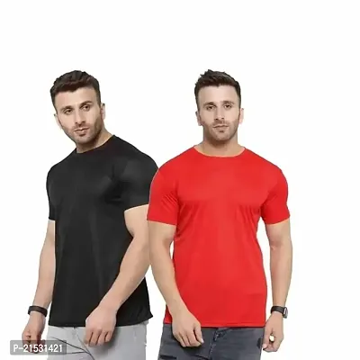 Stylish Multicoloured Cotton Half Sleeves Printed Tees For Men Pack of 2