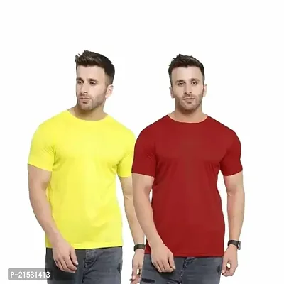 Stylish Multicoloured Cotton Half Sleeves Printed Tees For Men Pack of 2