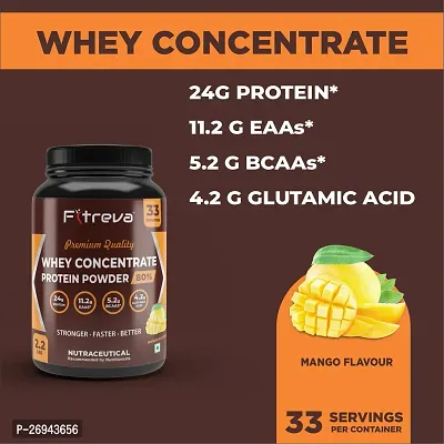 Fitreva Whey Concentrate Protein Powder 80% with 24g Protein - Mango Flavor - 1 Kg ( 33 Servings)-thumb3