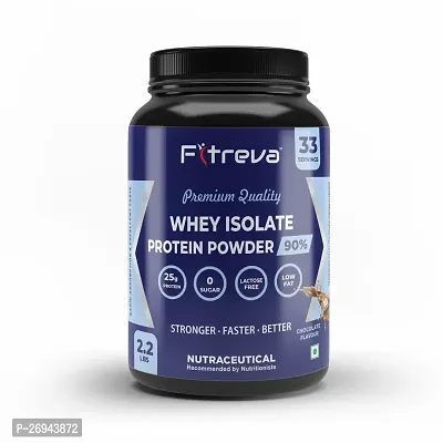 Fitreva Whey Isolate Protein Powder 90% with 25g Protein -  Chocolate Flavor - 1 kg ( 33 Servings )