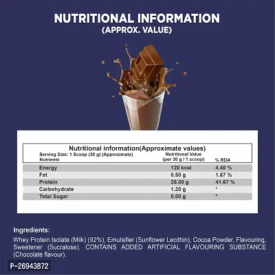 Fitreva Whey Isolate Protein Powder 90% with 25g Protein -  Chocolate Flavor - 1 kg ( 33 Servings )-thumb3