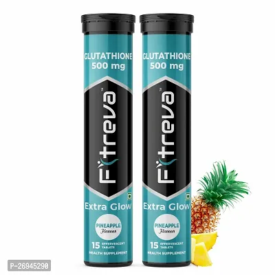 Fitreva Glutathione 500 mg Effervescent Tablets for Extra Glow  - Pineapple Flavor ( Pack of 2)