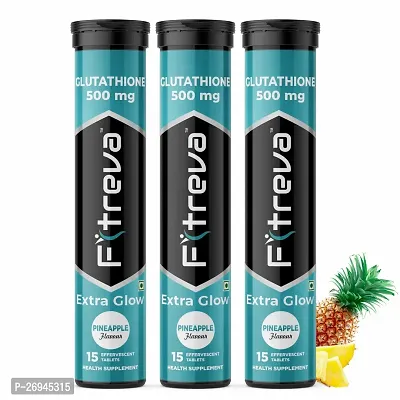 Fitreva Glutathione 500 mg Effervescent Tablets for Extra Glow  - Pineapple Flavor ( Pack of 3)