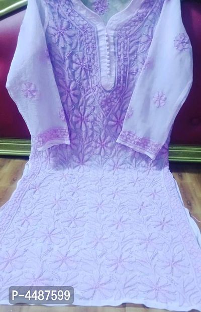 Elegant Magenta Georgette Front Resham Jaal Kurta For Women