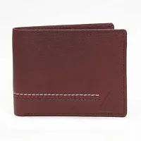 Stylish Solid Brown Genuine Leather Wallet For Men-thumb2